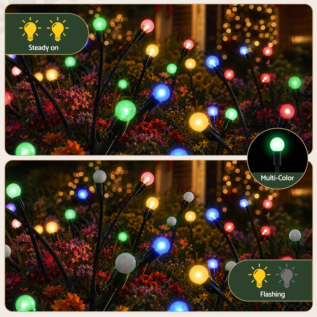Jingle Jollys Christmas Lights Solar Firefly Lights Garden Path Multicolour