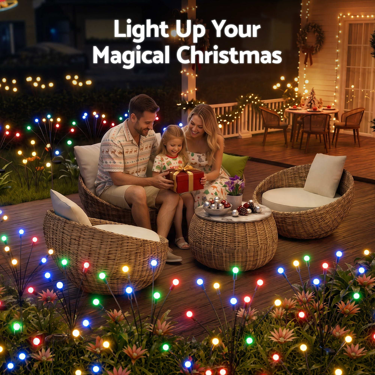 Jingle Jollys Christmas Lights Solar Firefly Lights Garden Path Multicolour