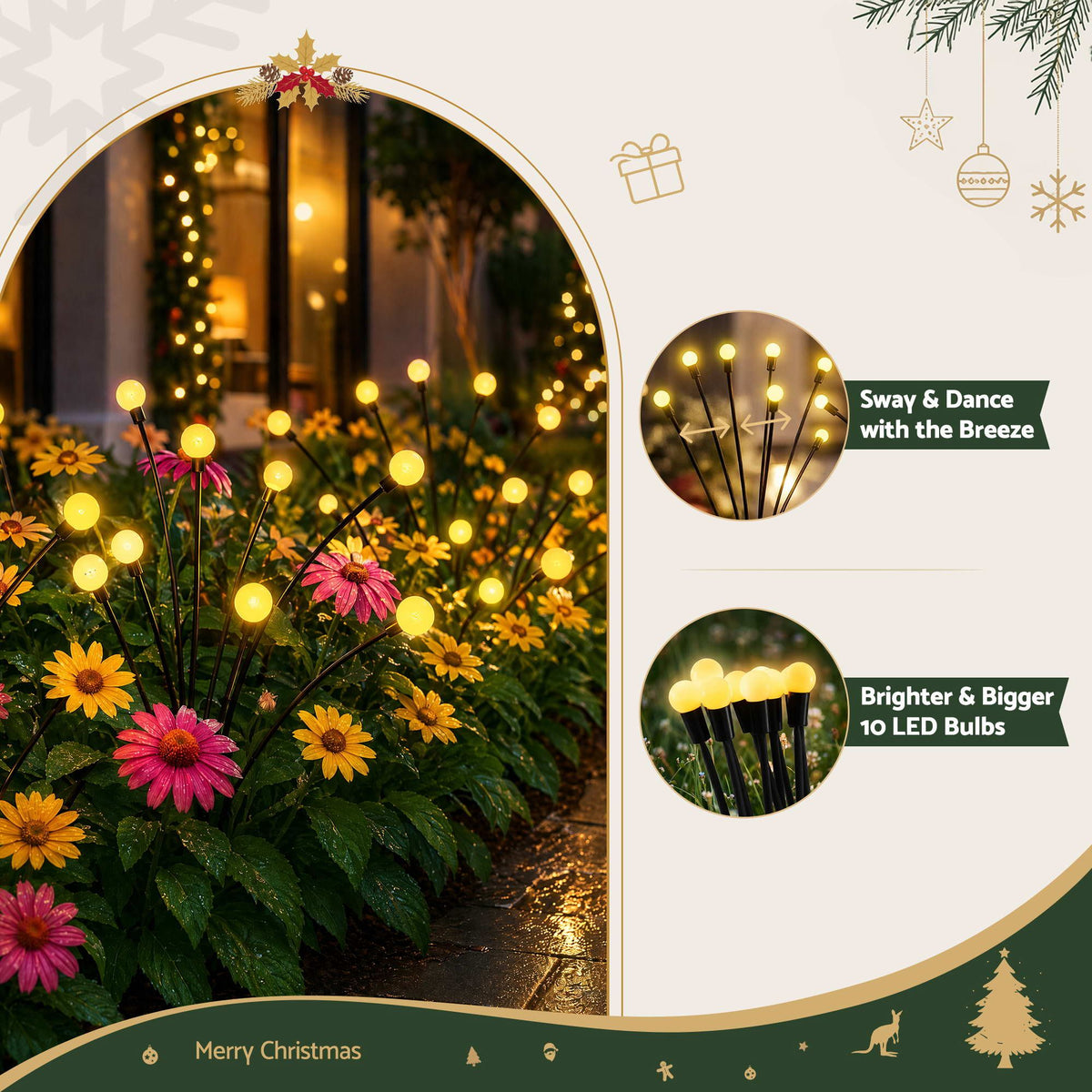 Jingle Jollys Christmas Lights Solar Firefly Lights Garden Decoration Path