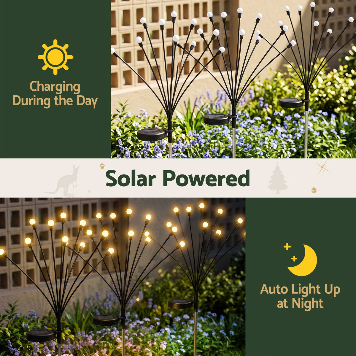 Jingle Jollys Christmas Lights Solar Firefly Lights Garden Decoration Path