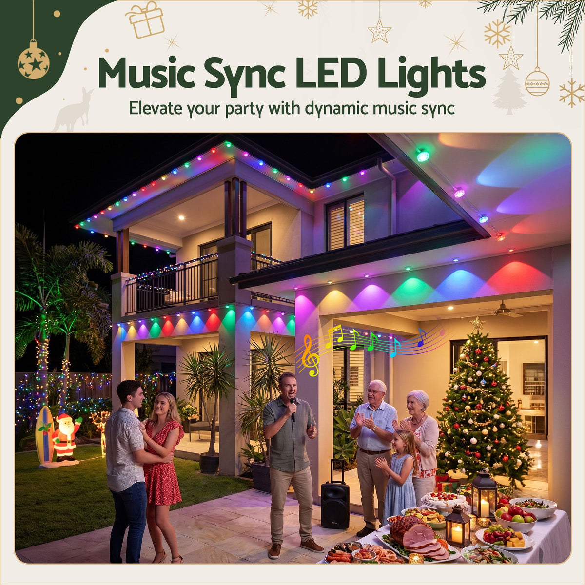 Jingle Jollys 30M Christmas Outdoor Lights Smart Eaves String App Control 72LED