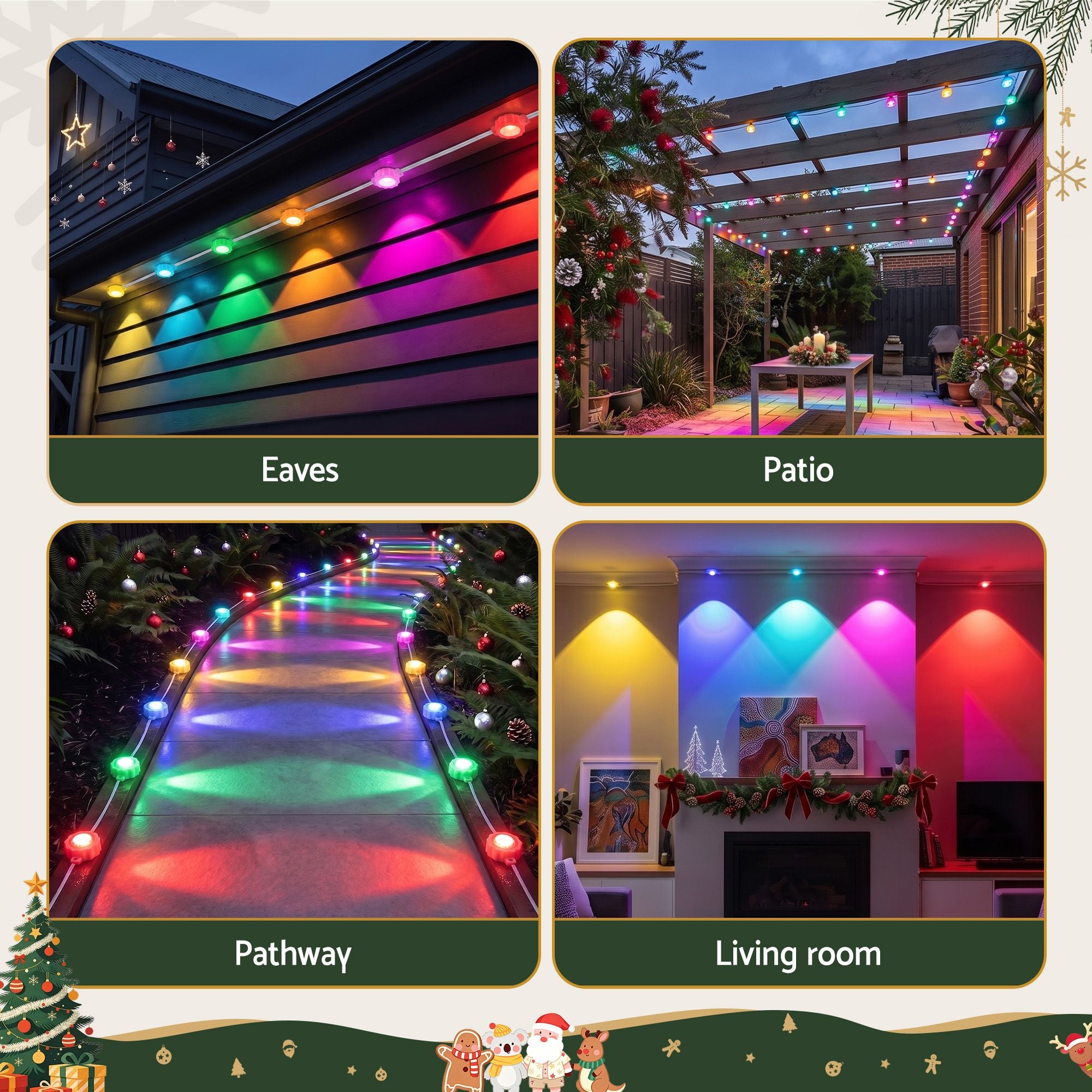 Jingle Jollys 30M Christmas Outdoor Lights Smart Eaves String App Control 72LED