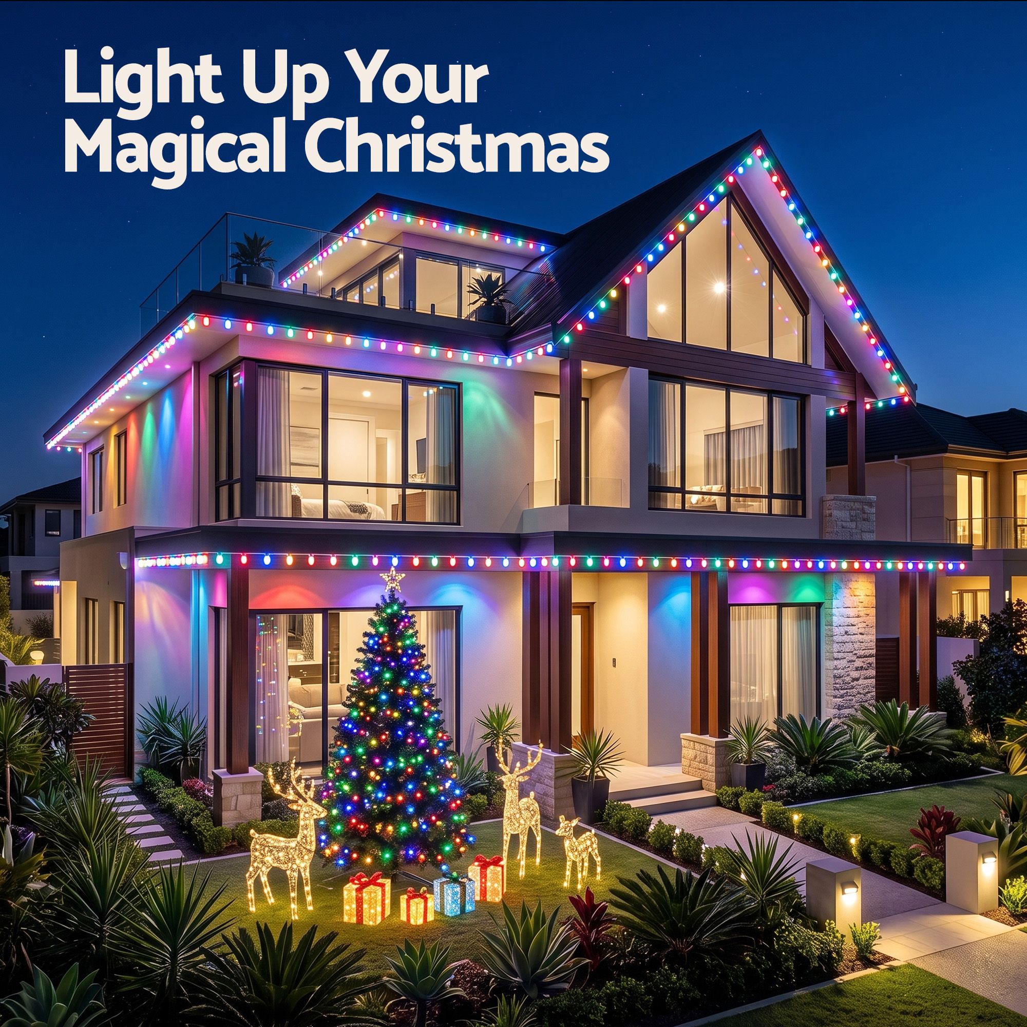 Jingle Jollys 30M Christmas Outdoor Lights Smart Eaves String App Control 72LED