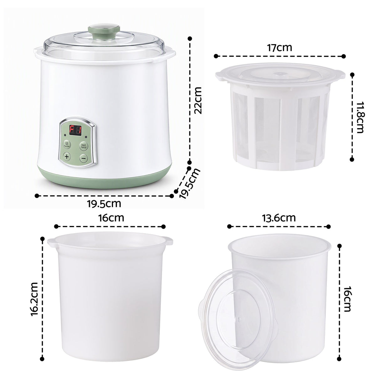 Devanti 2-in-1 Yoghurt Maker & Fermenter 2L Greek Yoghurt Strainer Machine