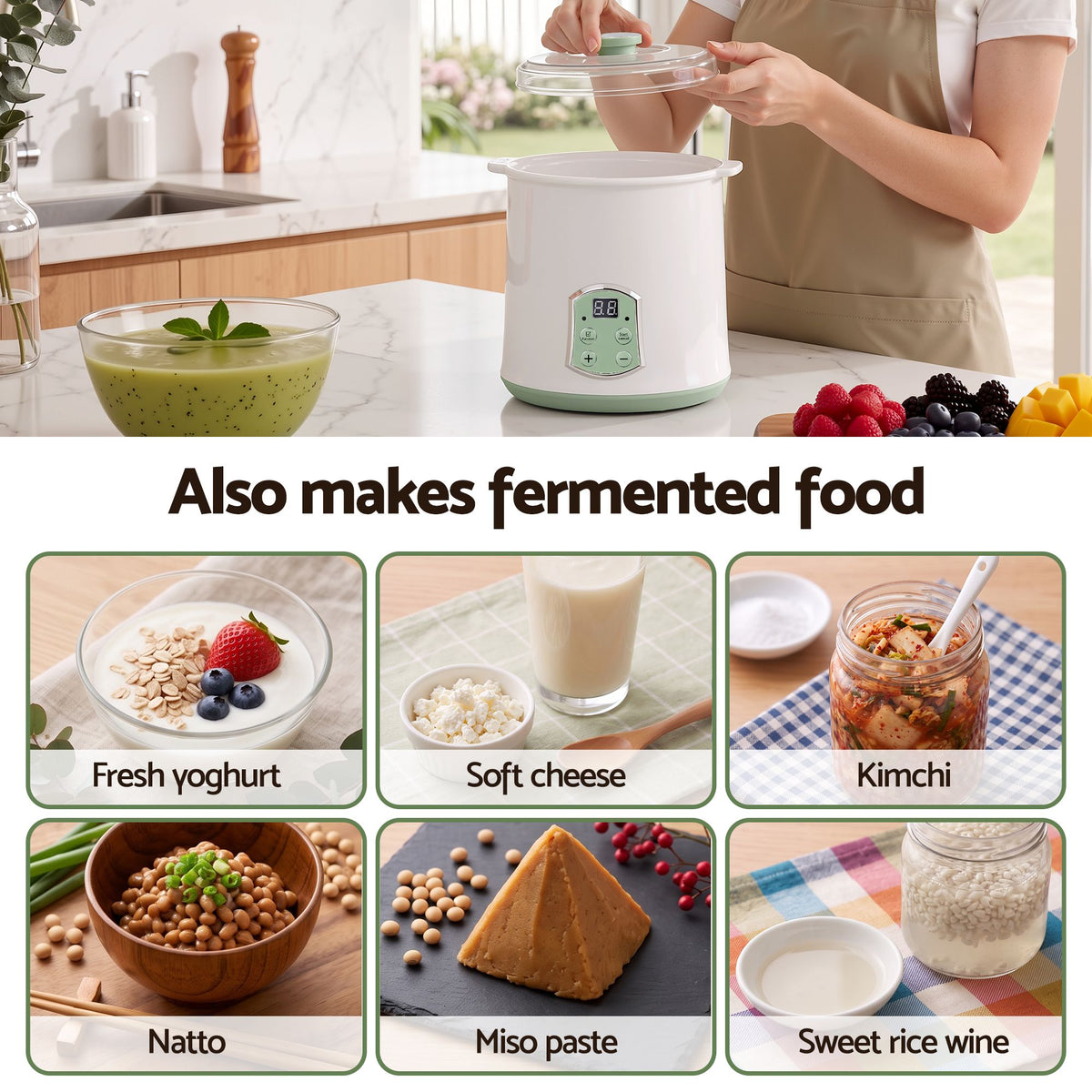Devanti 2-in-1 Yoghurt Maker & Fermenter 2L Greek Yoghurt Strainer Machine