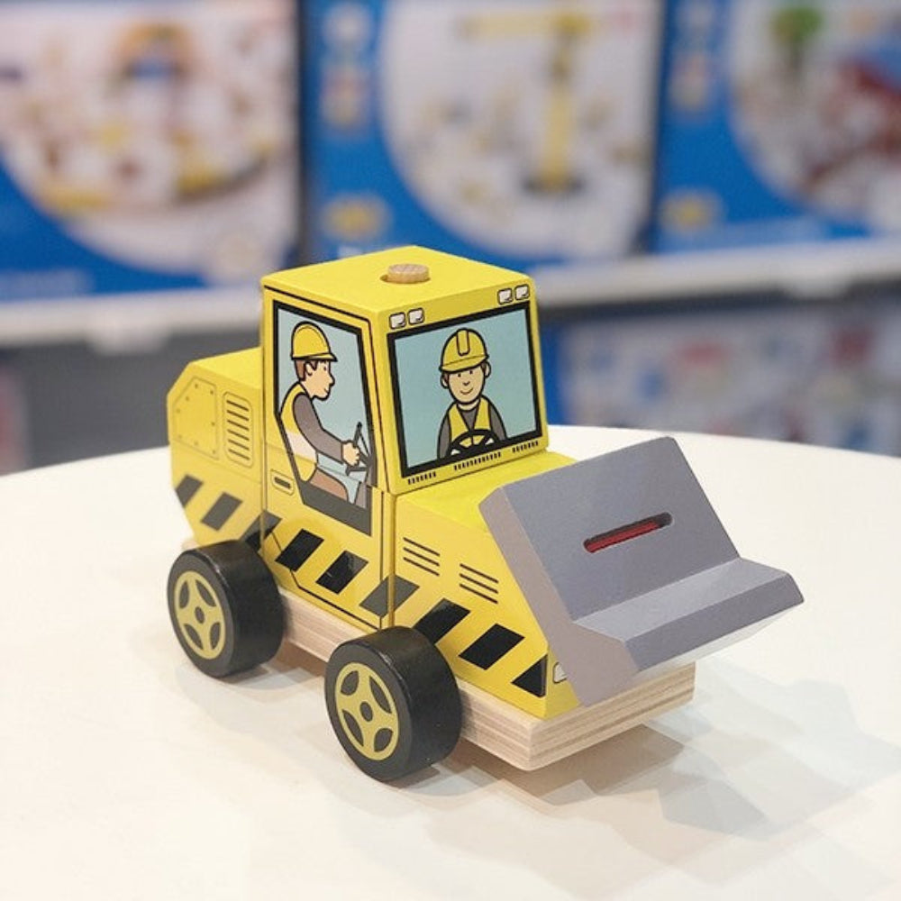 Bigjigs Toys Wooden Stacking Bulldozer Toy for Kids