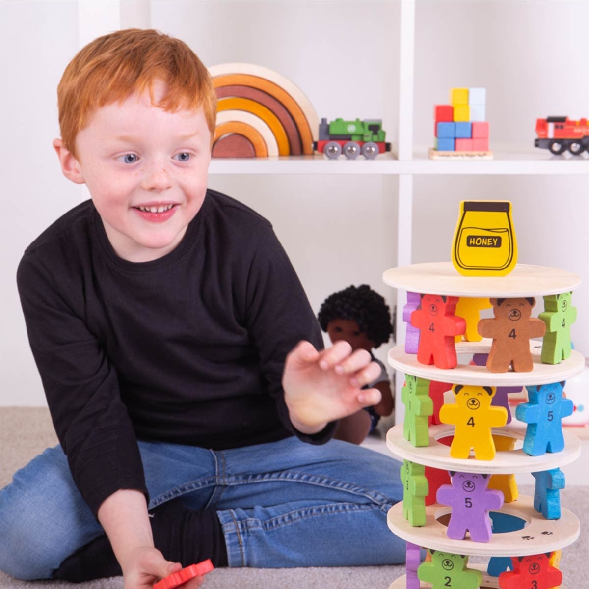 Bigjigs Toys Wooden Counting and Stacking Tumbling Teddies Toy for Kids