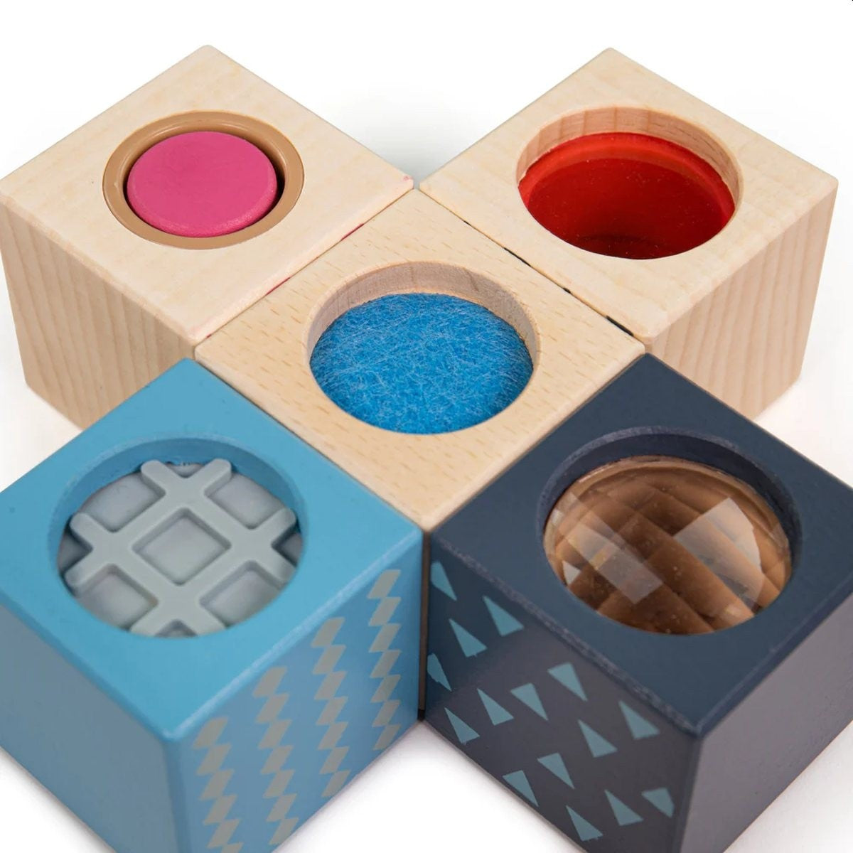 Bigjigs Toys FSC Sensory Blocks Wooden Baby Stacking Toy
