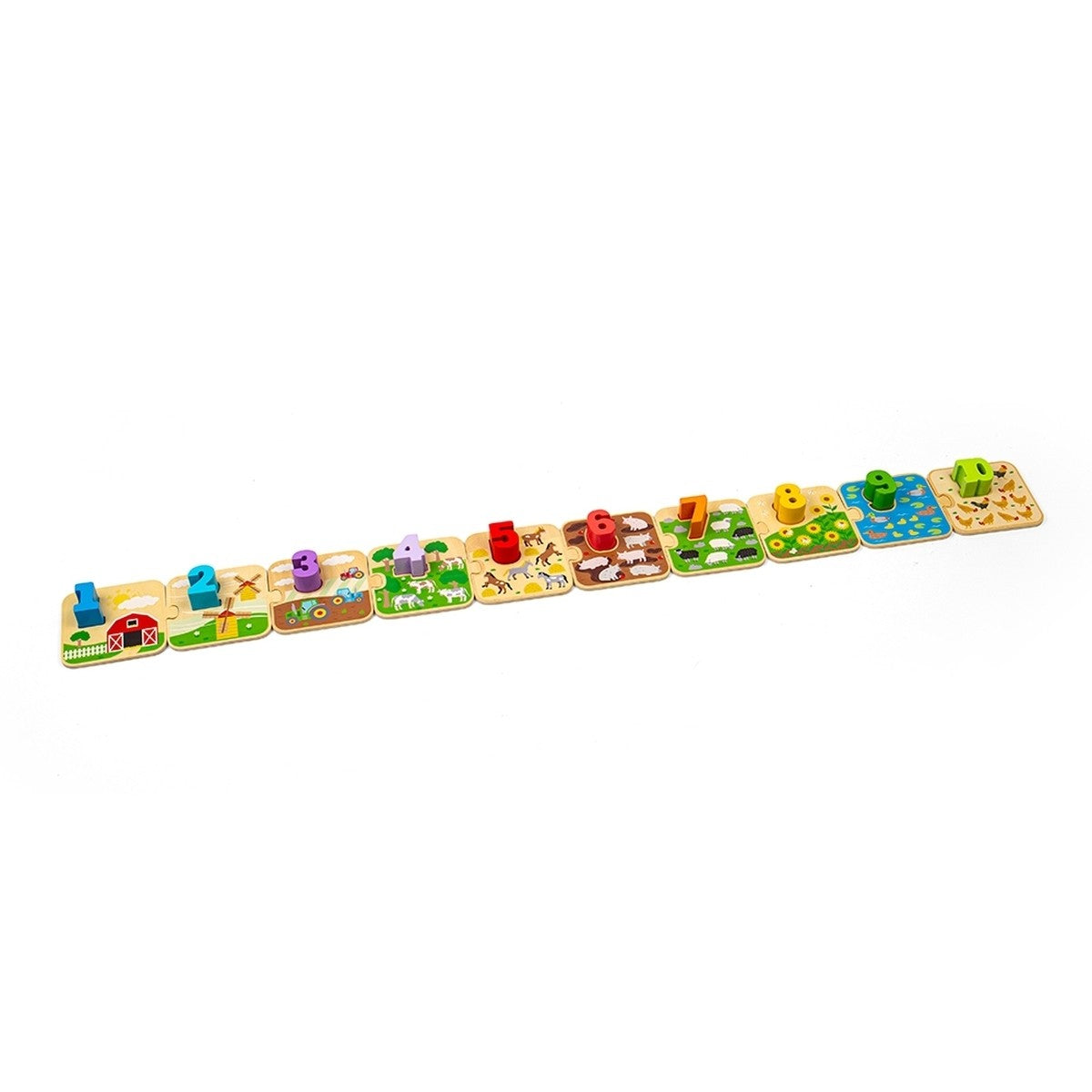 Bigjigs Toys 1-10 Tile Puzzle Wooden Number Puzzle for Kids