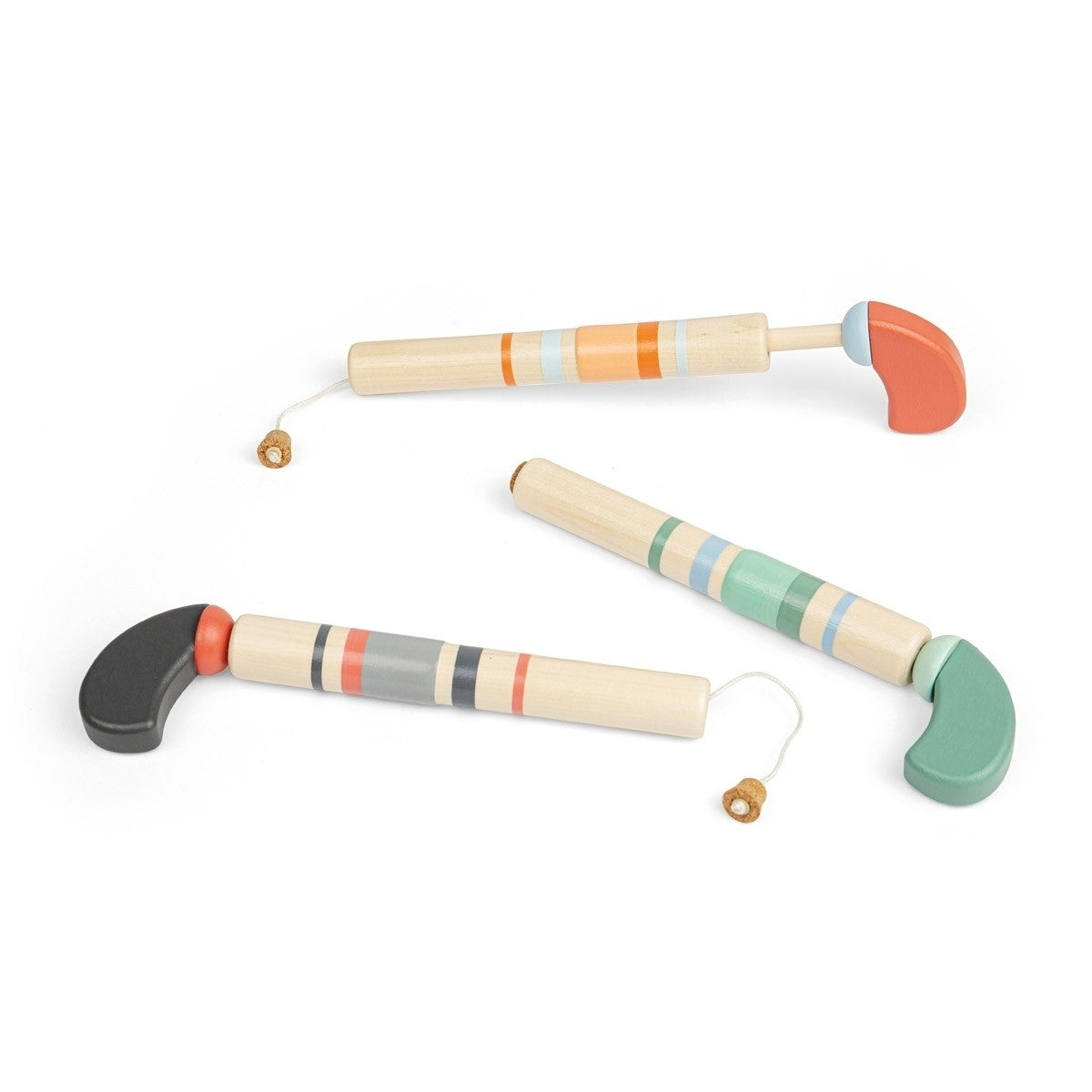 Wooden Pop Gun Toy for Kids with Cork Launch Action - Assorted Colours Display Pack of 9