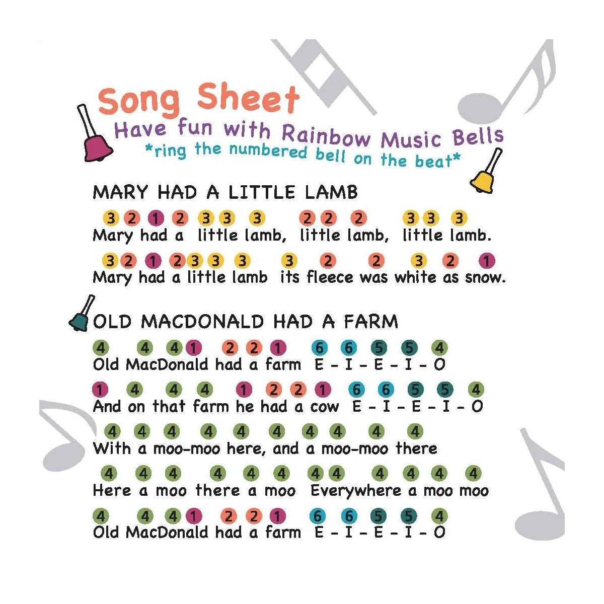 Colourful Desk Bell Musical Set for Kids - 8 Note C Major Music Bells
