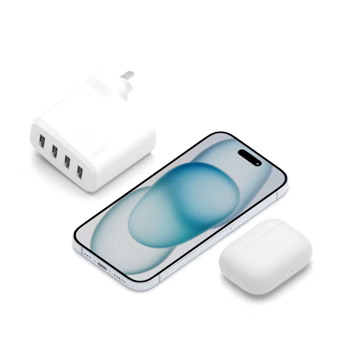 Cygnett PowerPlus 24W Multi Port USB-A Wall Charger White