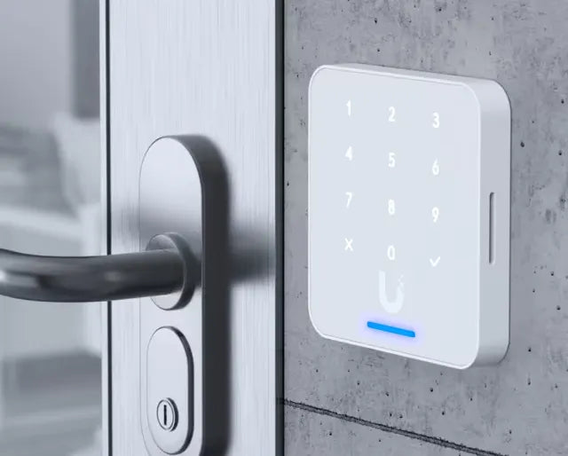 Ubiquiti Reader Flex White Third Generation NFC Card Reader with Keypad and Apple Touch Pass Support Outdoor IP55 Powered via PoE