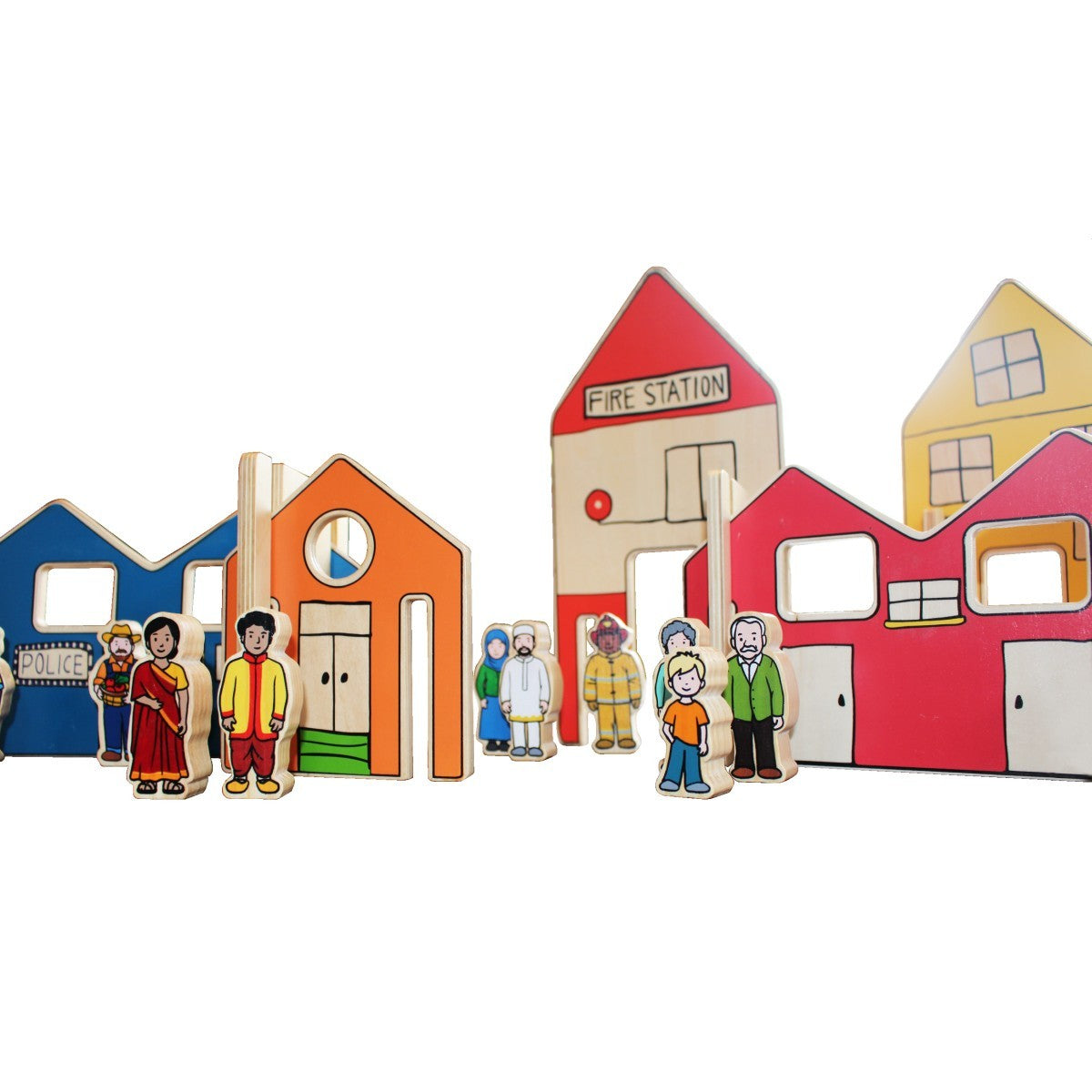 Wooden Town Buildings Activity Play Set with 26 Piece  for Children
