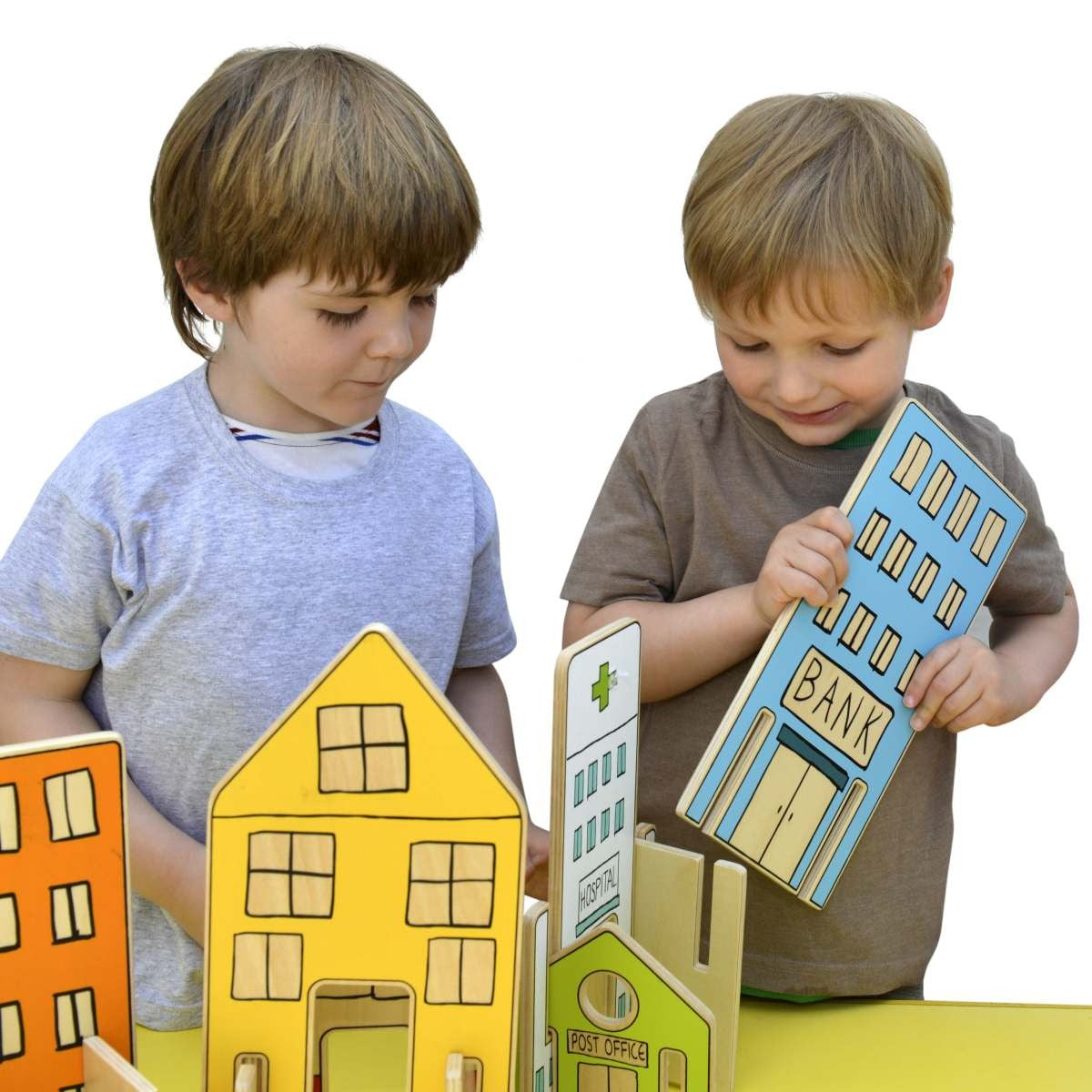 Wooden Town Buildings Activity Play Set with 26 Piece  for Children