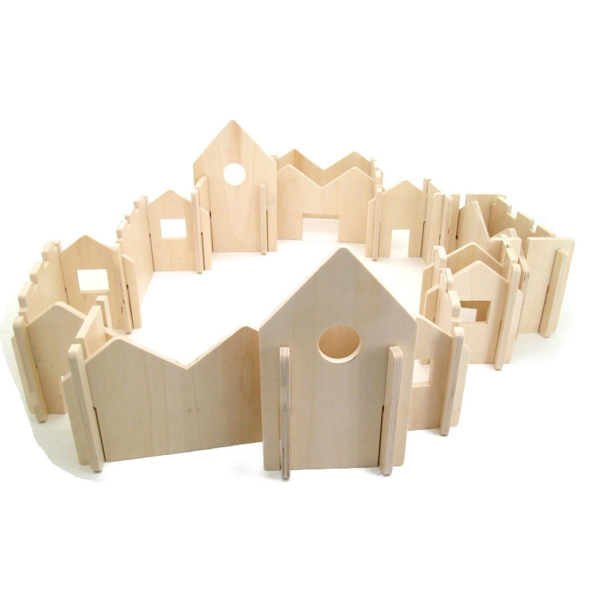 Wooden Architect Construction & Doll House Play Set with 28 Piece - Natural