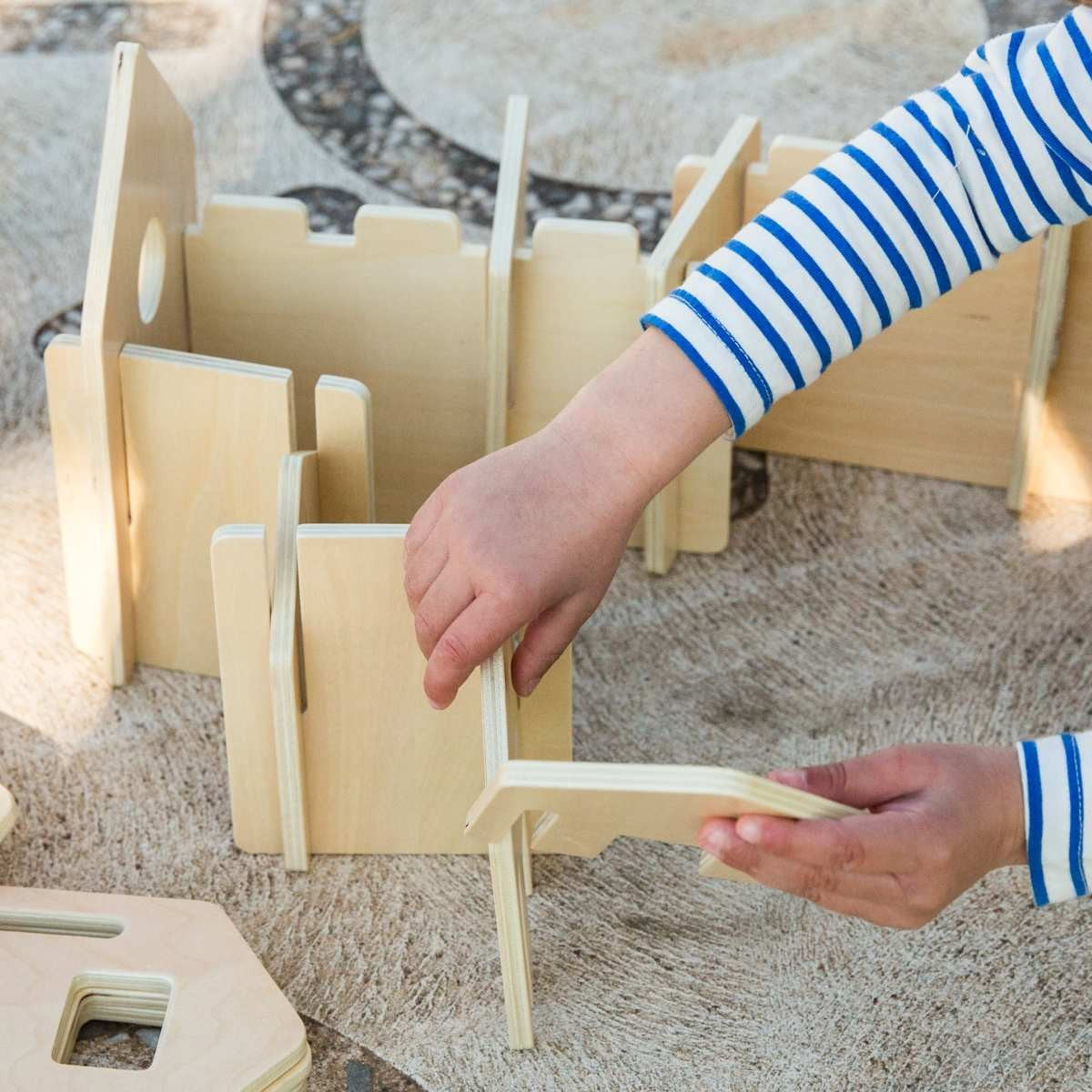 Wooden Architect Construction & Doll House Play Set with 28 Piece - Natural