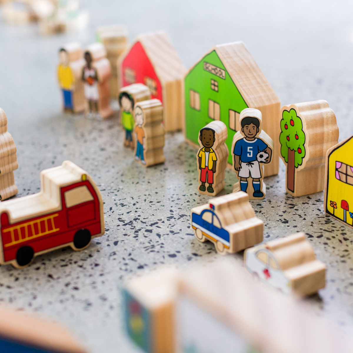Wooden Community People Play Set with 38 Pieces for Kids