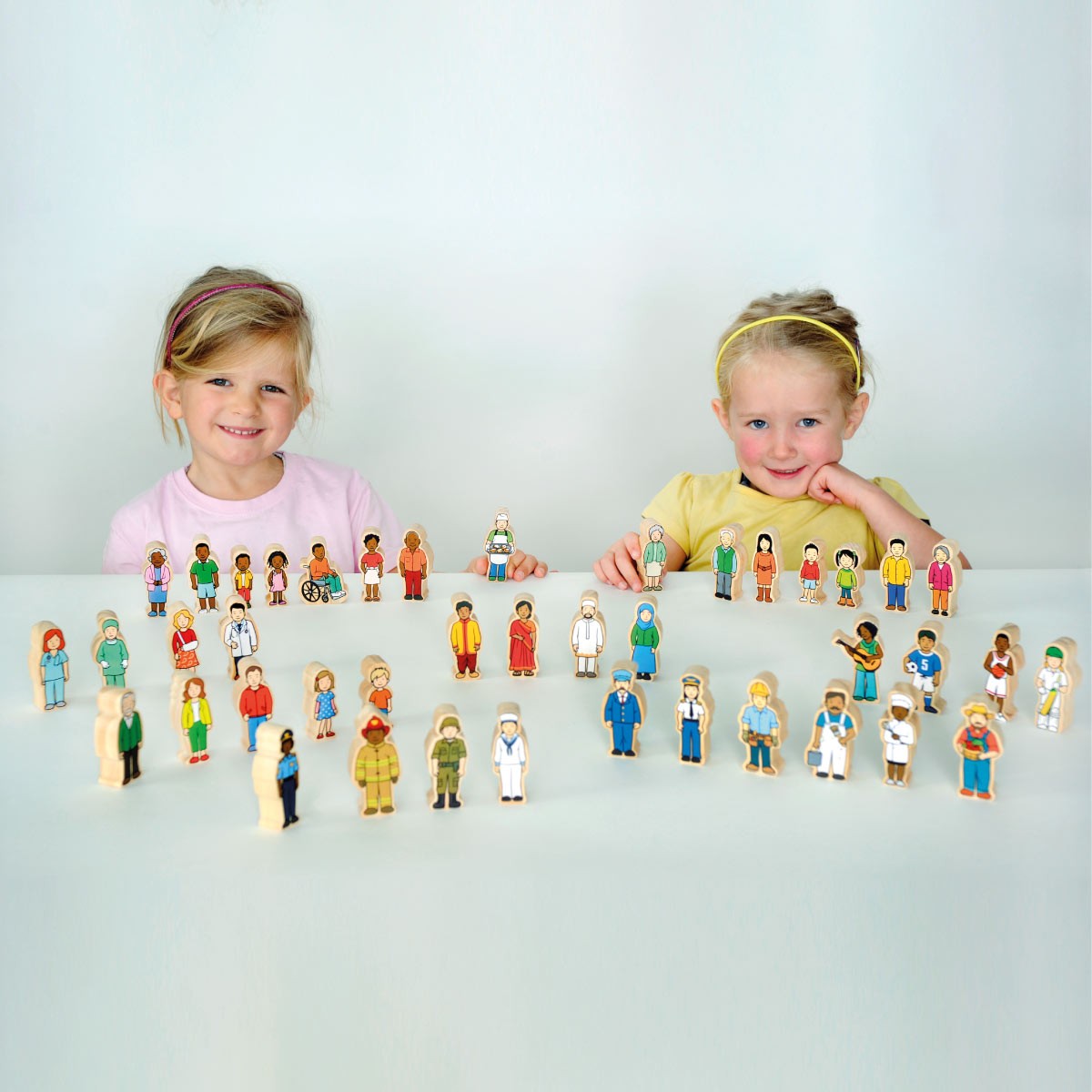 Wooden Community People Play Set with 38 Pieces for Kids