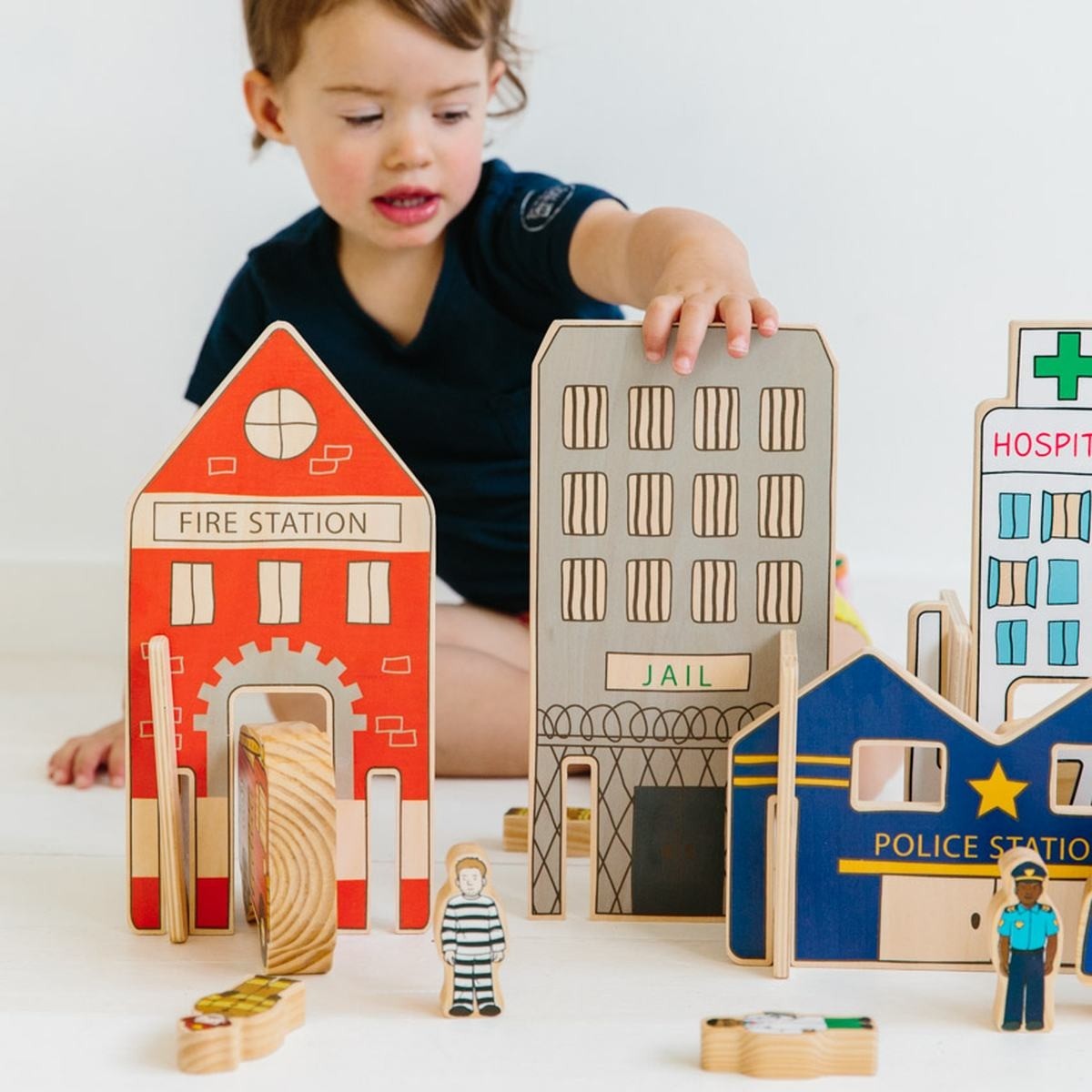Wooden Happy Architect Emergency Vehicles & Buildings Activity Set - 20 Pieces