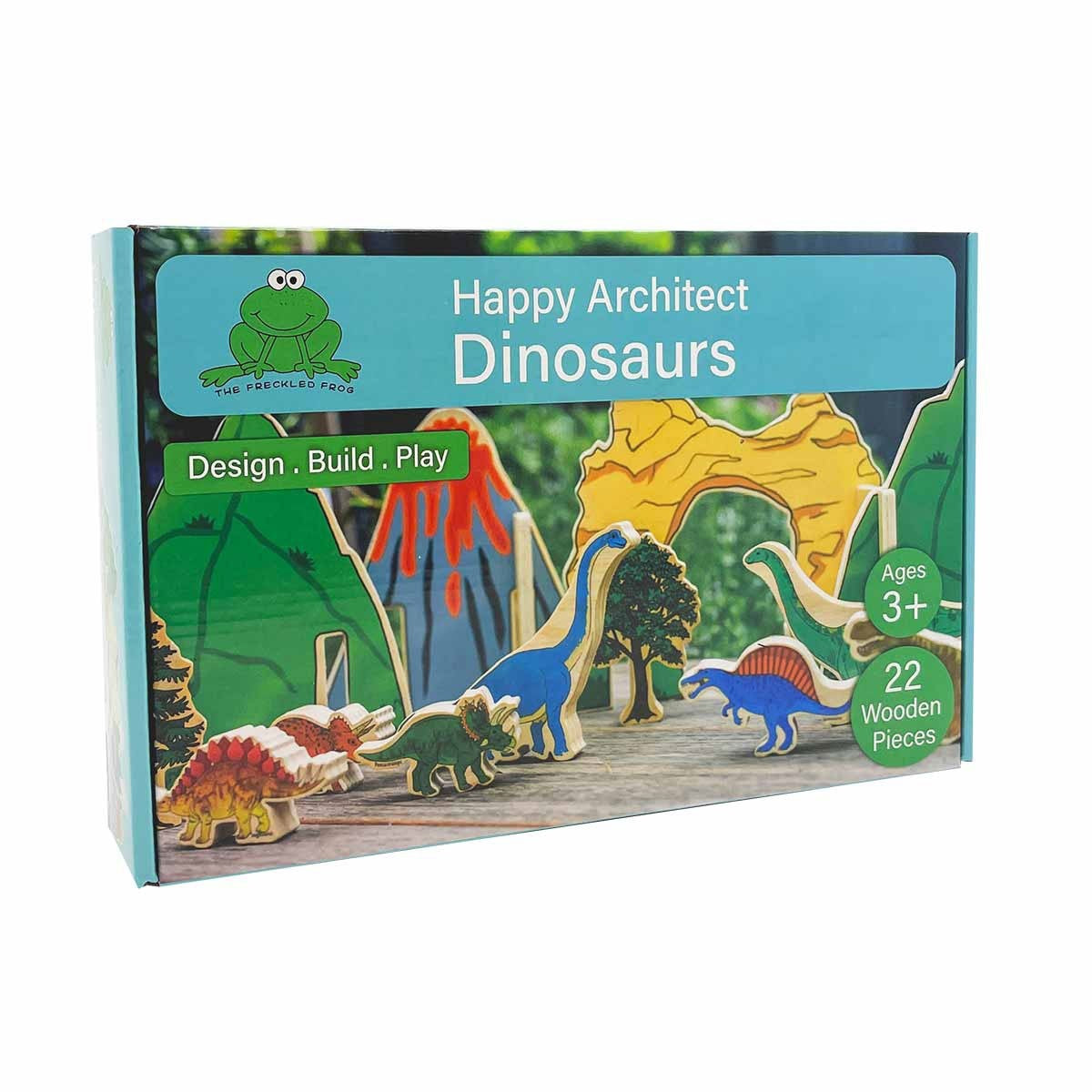 Wooden Dinosaur Play Set with Scenery & Trees - 20 Piece Activity Set