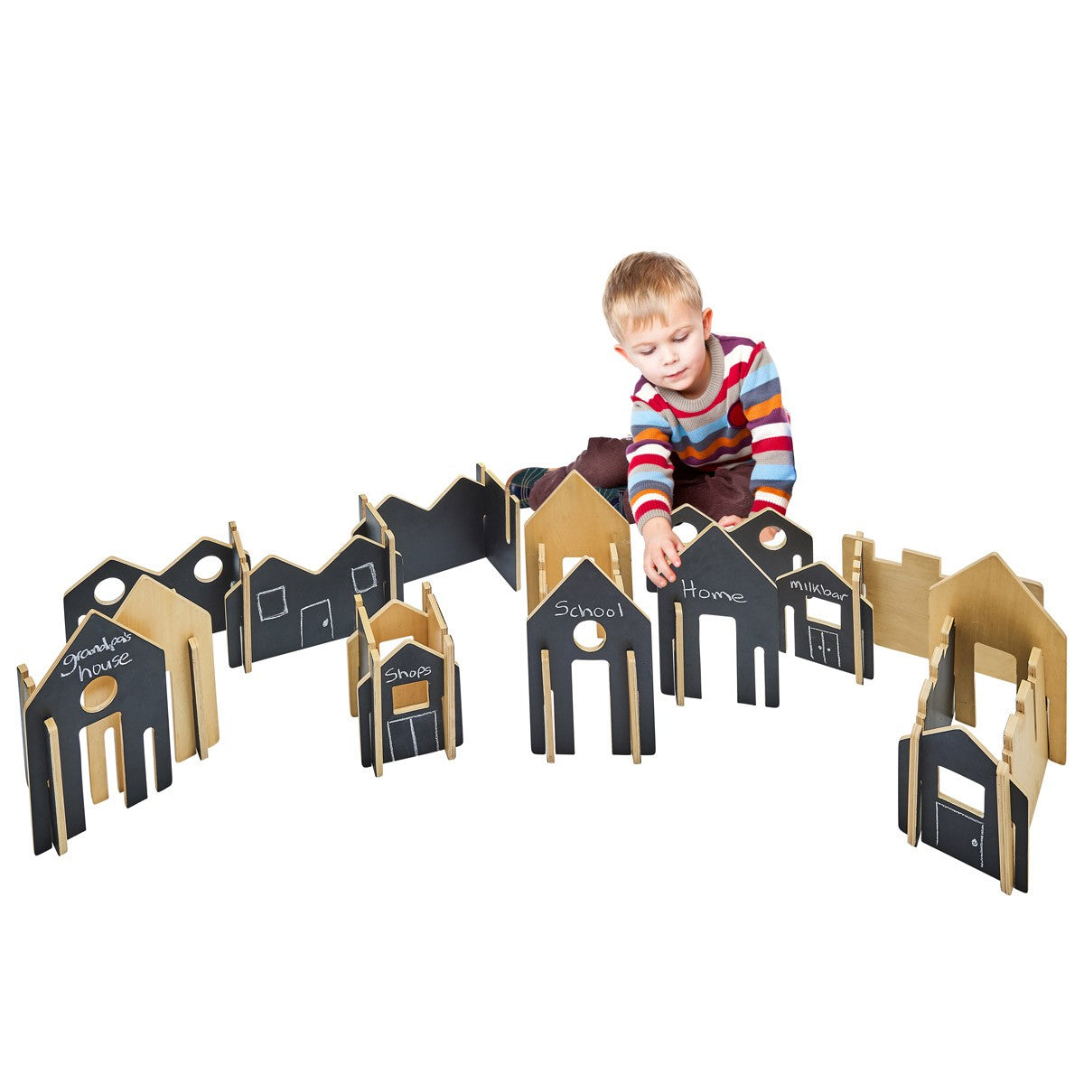 Wooden Chalkboard Building Activity Set - 28 Piece Construction Play Set