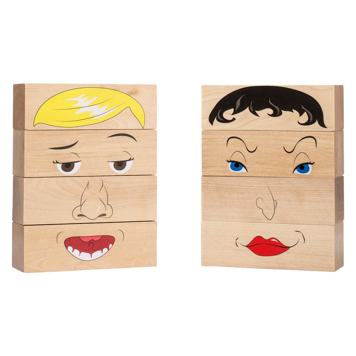 Wooden Funny Faces Building Blocks Creative Activity Set 8 Piece