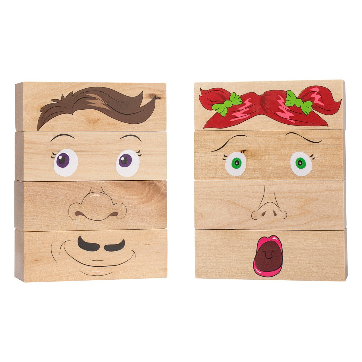 Wooden Funny Faces Building Blocks Creative Activity Set 8 Piece
