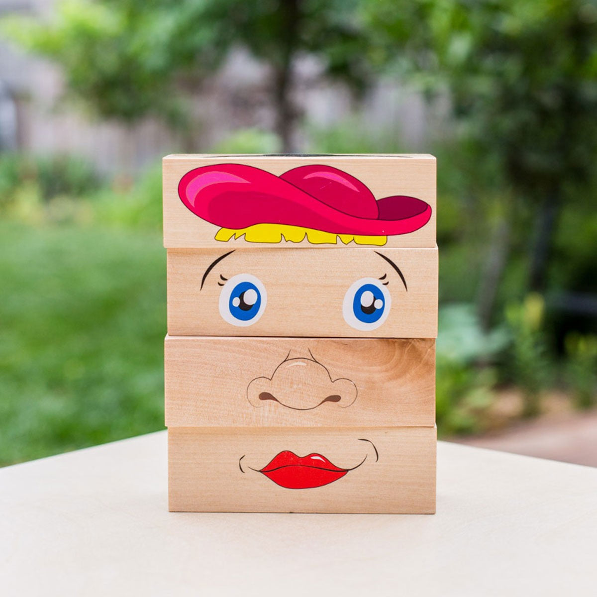 Wooden Funny Faces Building Blocks Creative Activity Set 8 Piece