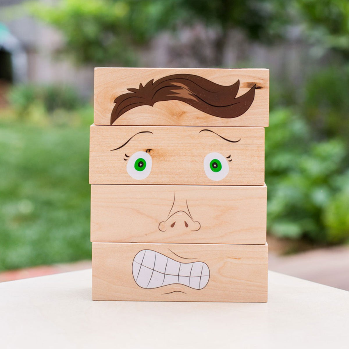 Wooden Funny Faces Building Blocks Creative Activity Set 8 Piece