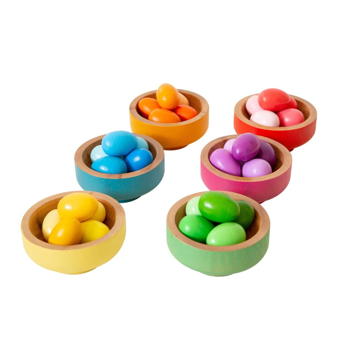 Wooden Rainbow Nests Sorting & Matching Set - 36 Piece Learning Toy