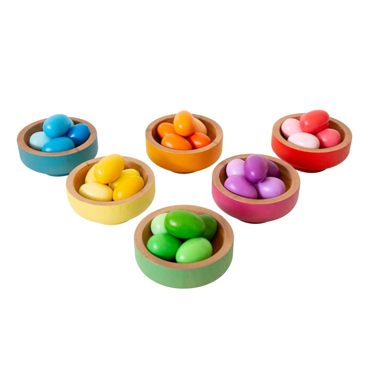 Wooden Rainbow Nests Sorting & Matching Set - 36 Piece Learning Toy