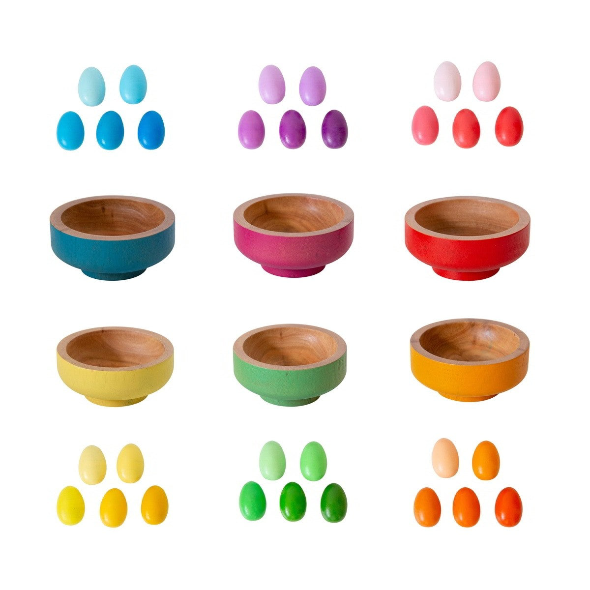Wooden Rainbow Nests Sorting & Matching Set - 36 Piece Learning Toy