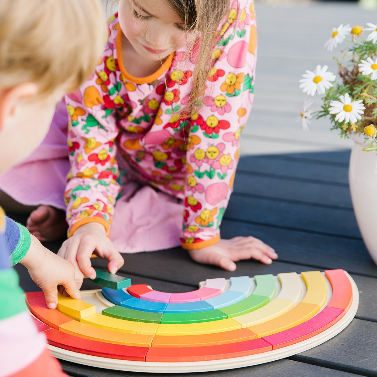 Wooden Rainbow Puzzle Board with Open-Ended Learning Set 31 Piece