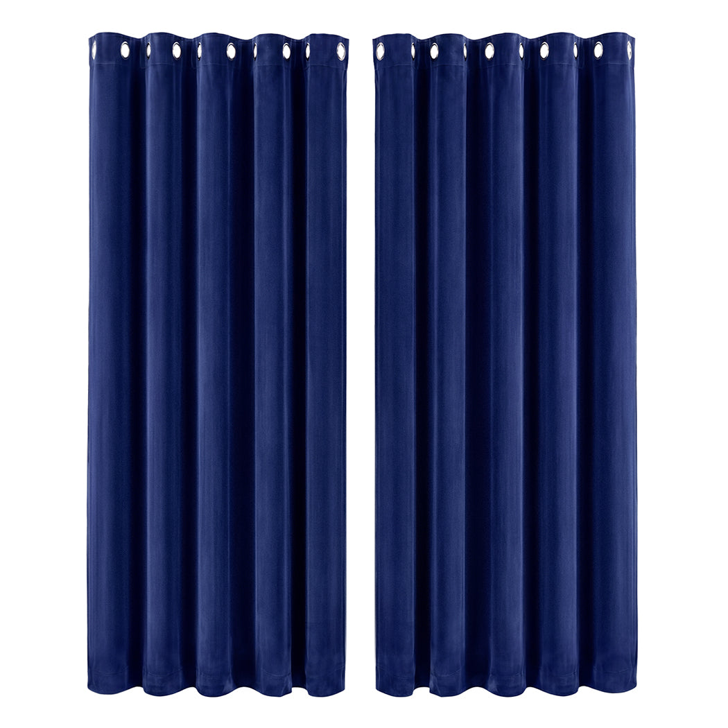Marlow Velvet Blackout Curtains 2-Panel Room Darkening Eyelet Curtains 132x213cm-2072893566862102528