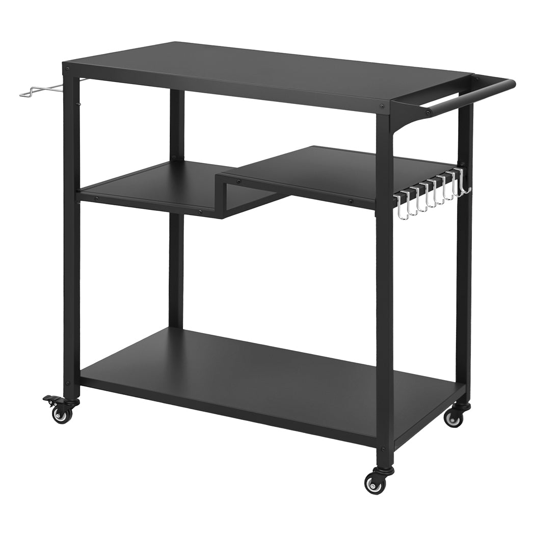 Levede Outdoor Kitchen Cart 3 Tier BBQ Grill Cart Mobile Patio Serving Trolley-2050059021565693952