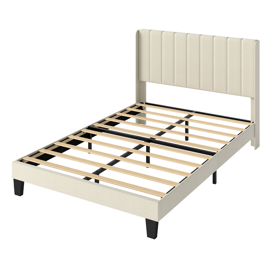 Levede Metal Wooden Bed Frame Double Panel Plush Upholstered Mattress Platform-2050056770302382080