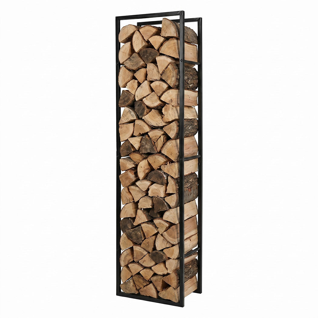 Levede Firewood Rack Steel Outdoor Storage Log Holder Fireplace 40 x 25 x 150cm-2072893555260657664