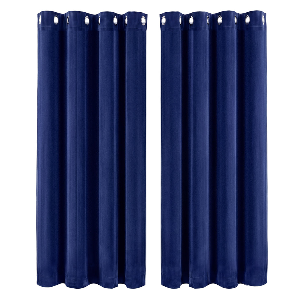 Marlow Velvet Blackout Curtains 2-Panel Room Darkening Eyelet Curtains 132x160cm-2072893566673358848