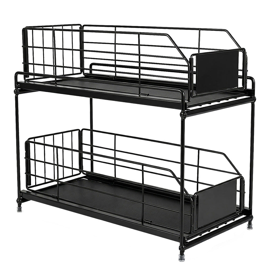 Toque 2 Tier Pull Out Cabinet Organizer Sliding Kitchen Storage Rack Under Sink-2050059016155041792