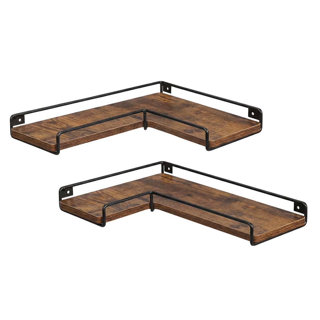 Levede Floating Shelf DIY Corner Wall Shelf 2Pcs Storage Display Rack Bedroom-2050059024665284609
