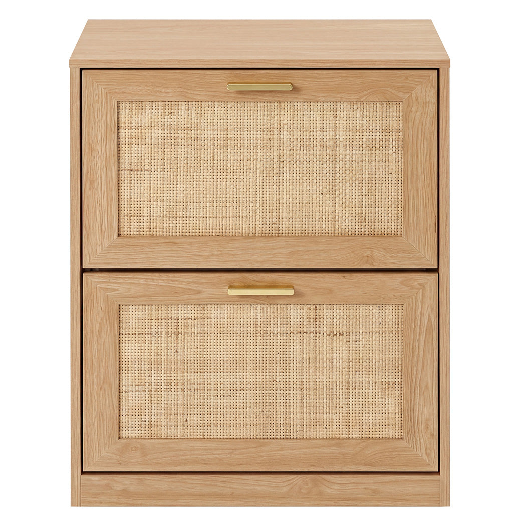 Levede Shoe Cabinet Flip Door Shoe Storage Cabinet Rattan Entryway Organizer Oak-2072893555847860225