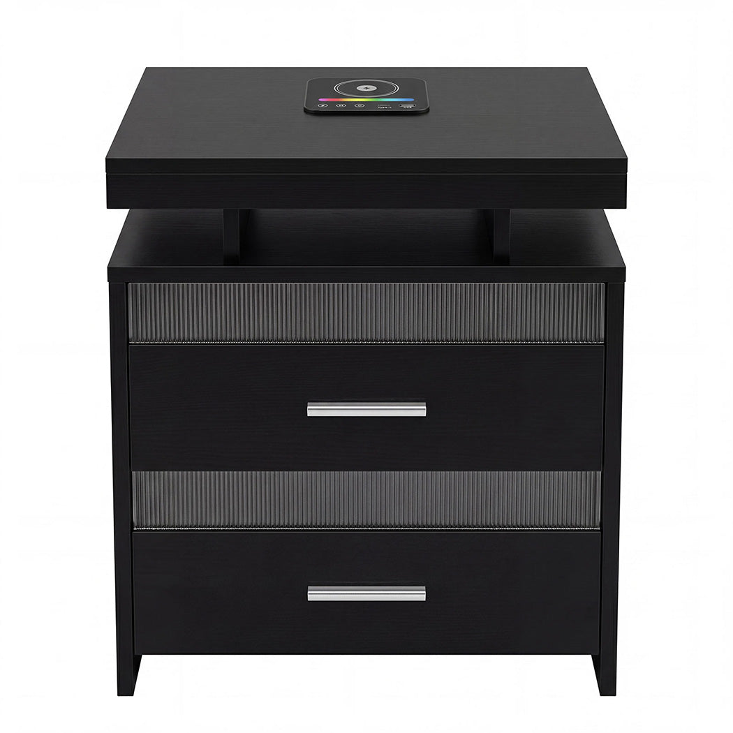 Levede Smart Bedside Table Charging Station Motion Sensor Modern Nightstand-2050056780108664833