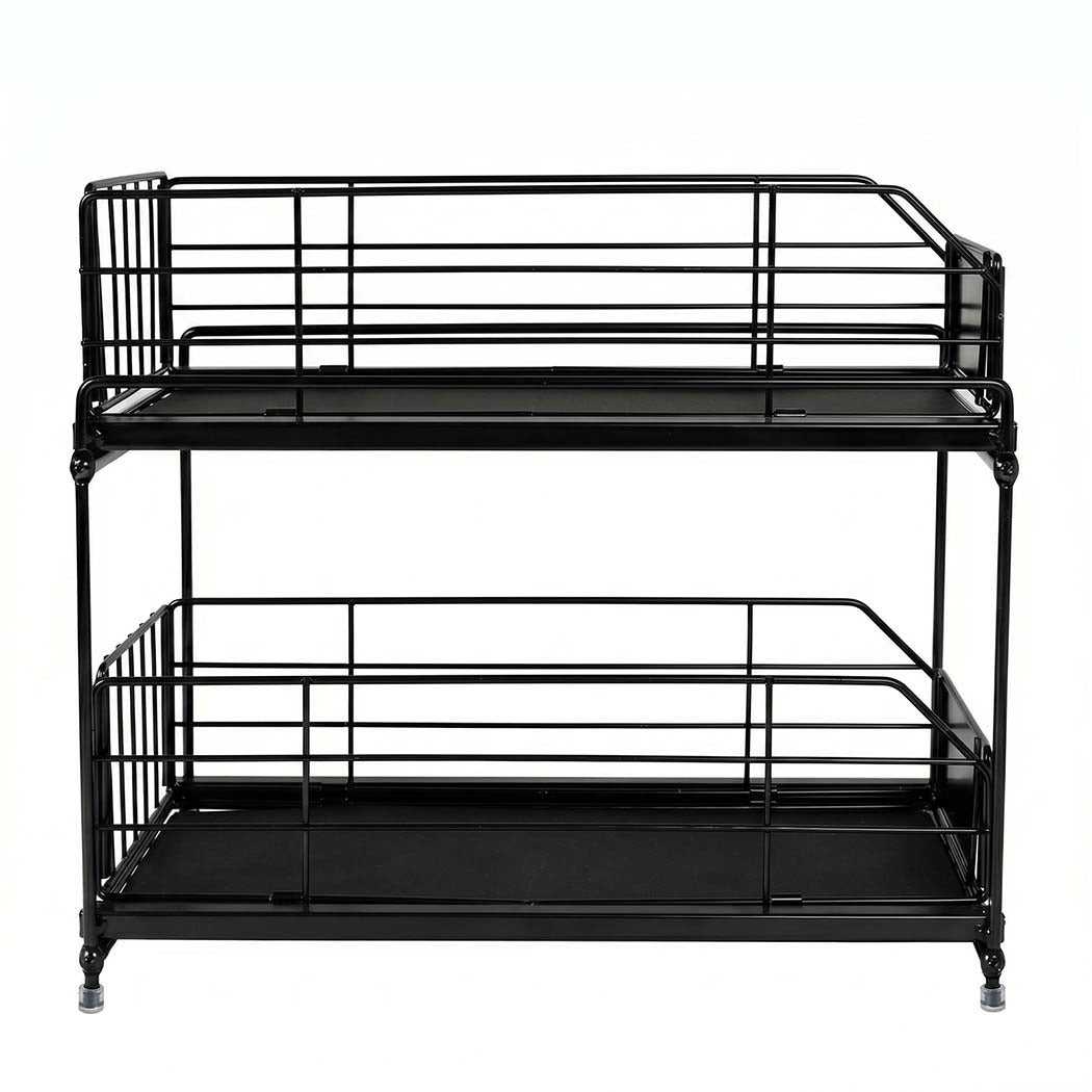 Toque 2 Tier Pull Out Cabinet Organizer Sliding Kitchen Storage Rack Under Sink-2050059016155041793