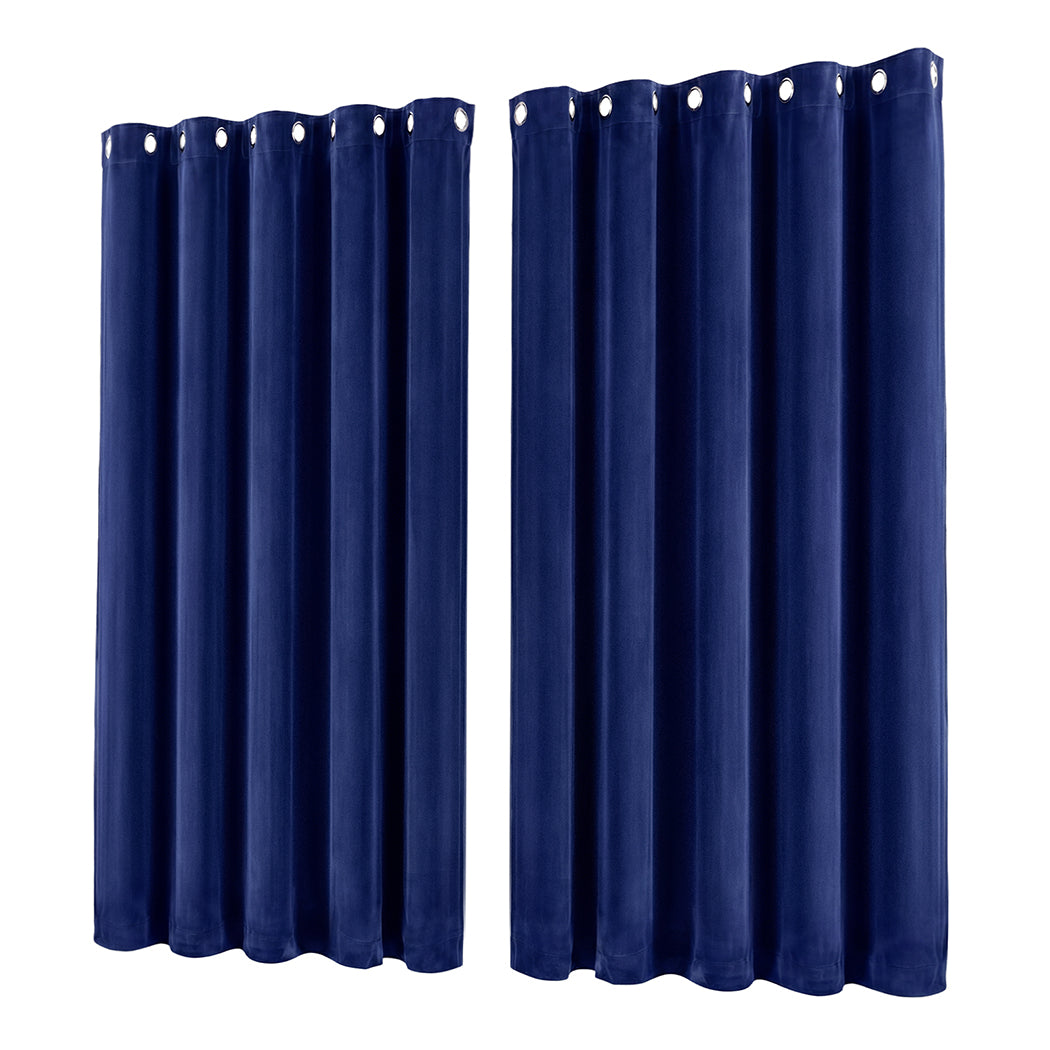 Marlow Velvet Blackout Curtains 2-Panel Room Darkening Eyelet Curtains 132x213cm-2072893566862102529