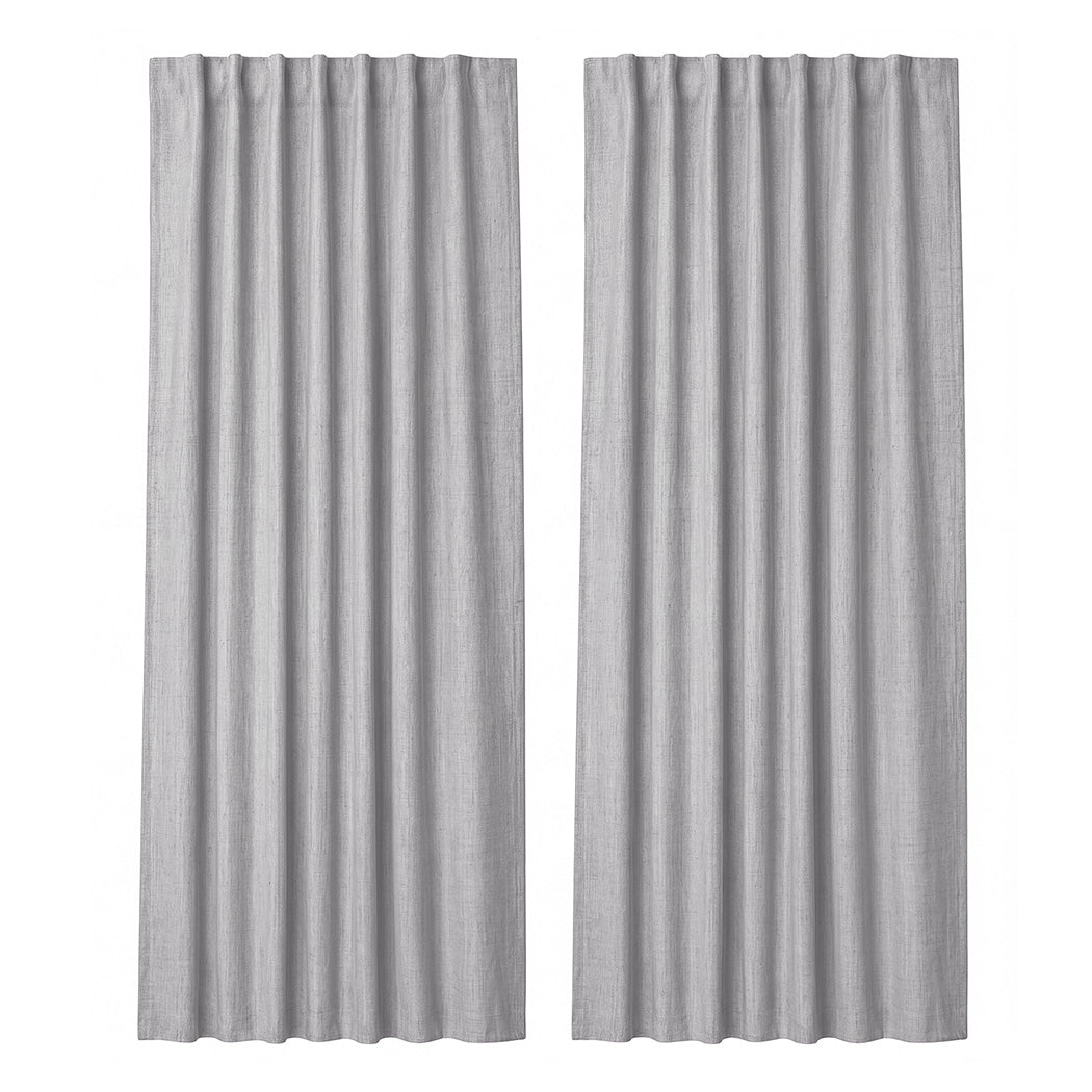 Marlow Blackout Curtains 2 Panels Thermal Linen Look Blockout Drapes 180 x 230cm-2072893565524119553