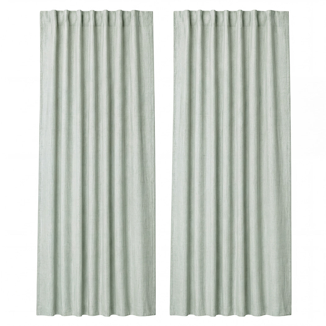 Marlow 2 Panels Blackout Curtains Thermal Linen Look Blockout Drapes 132x160cm-2072893564358103041