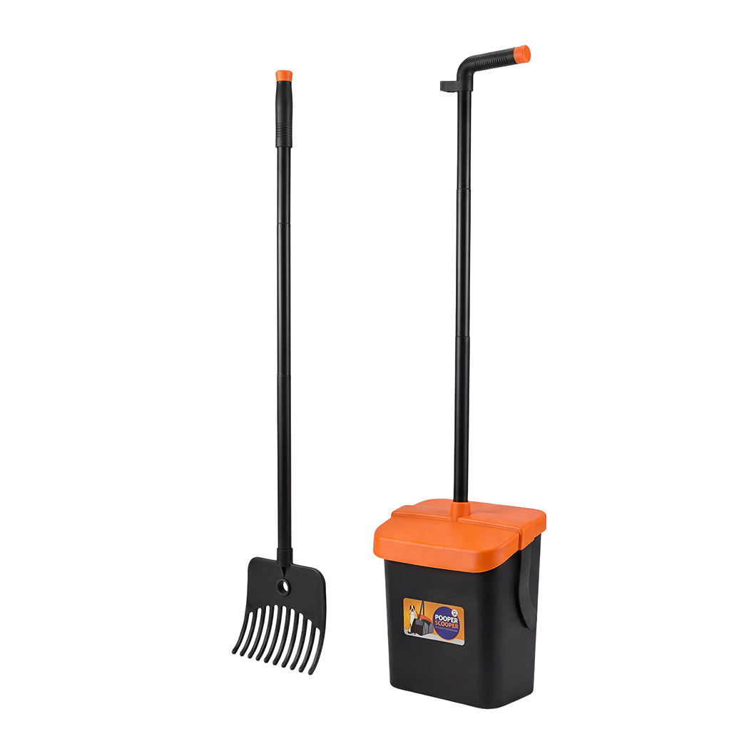 Pawz Pooper Scooper Rake Kit Long Handle Dog Poop Picker Easy Pickup Outdoor-2050059017870512129