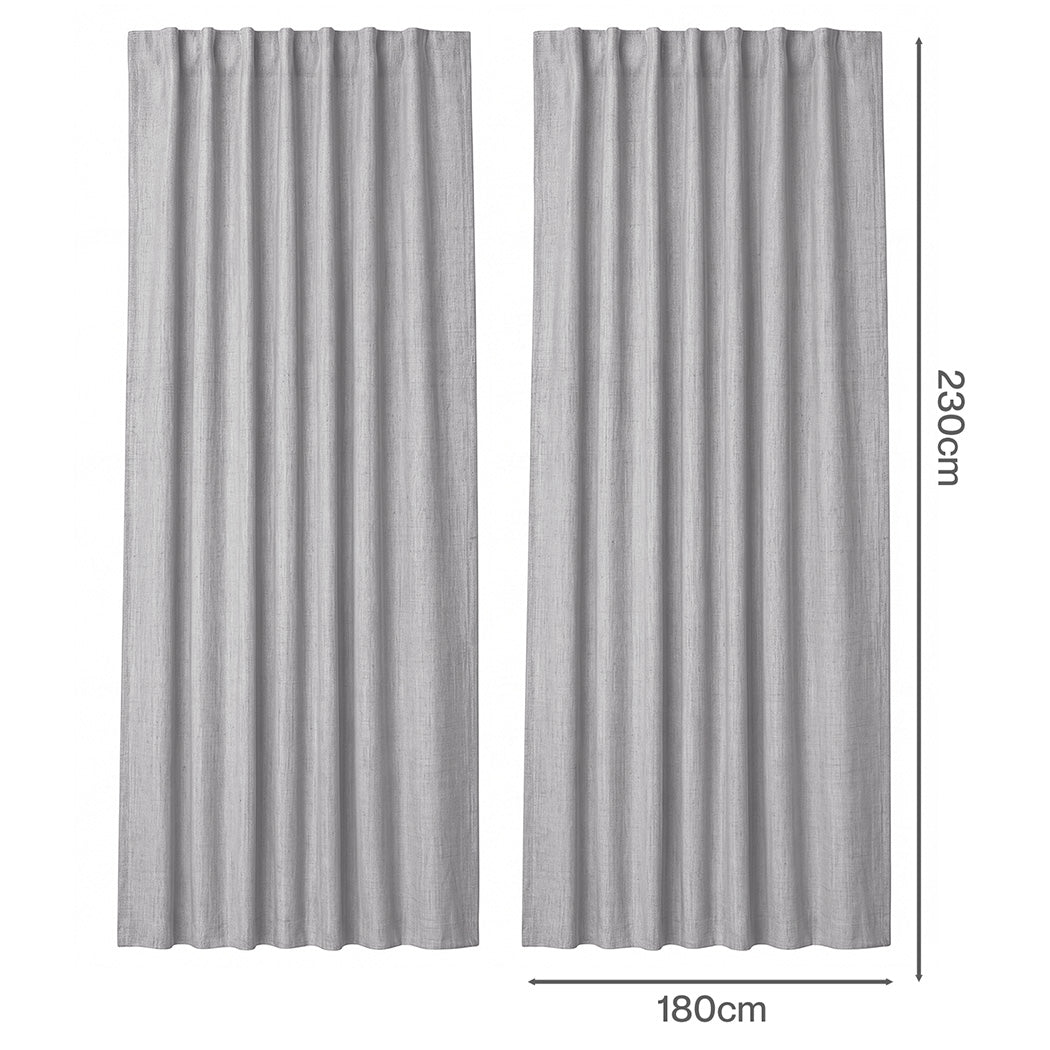 Marlow Blackout Curtains 2 Panels Thermal Linen Look Blockout Drapes 180 x 230cm-2072893565524119554