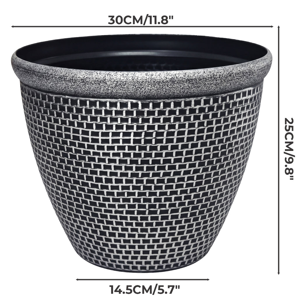 Toque Plastic Plant Pots 30cm Outdoor Garden Planter 2 Pcs With Drainage Holes-2050059017493024770